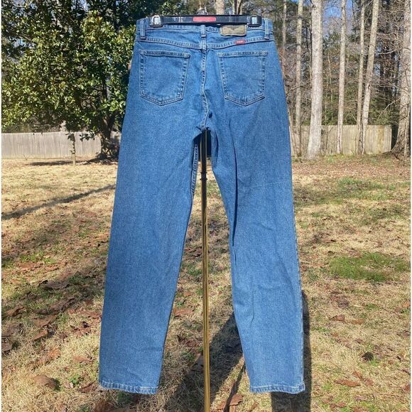 Wrangler Straight Cotton Stretch Denim Blue Jeans - Picture 5 of 7